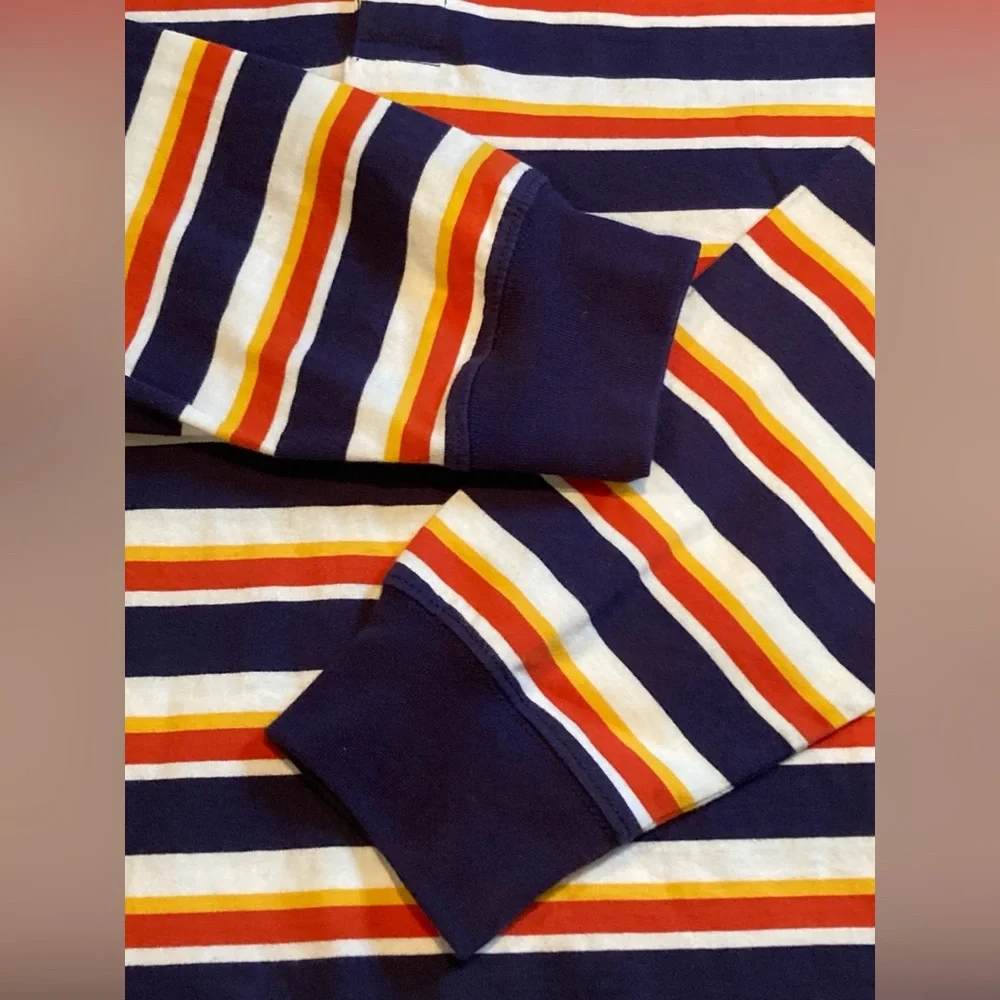 Finl365 Rugby Shirt Men’s Red White Blue Striped 90s Retro Preppy Size L - Picture 4 of 7